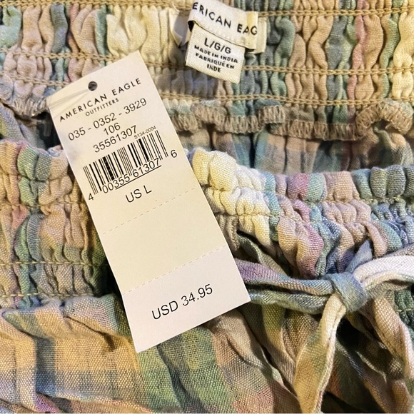 5/$25 American Eagle Plaid Babydoll Crop Tank Cottagecore Y2K L - Picture 5 of 6